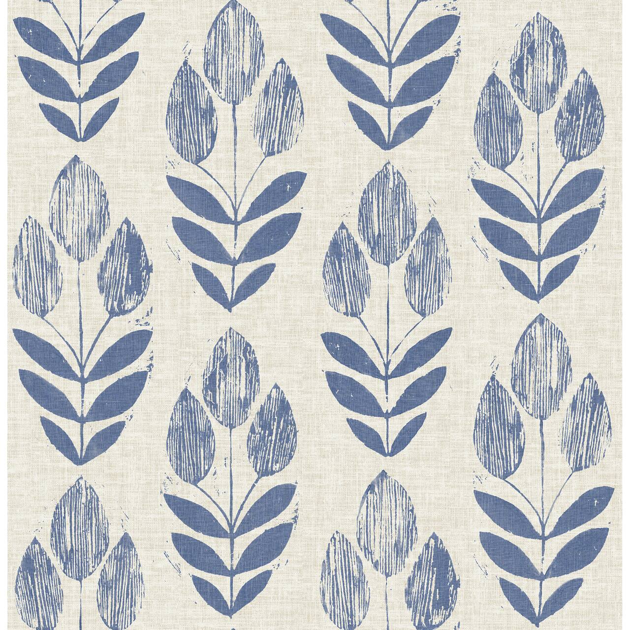 NuWallpaper Blue Folk Tulip Peel & Stick Wallpaper